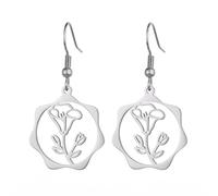 KKJOY Boucles d'oreilles de Fleur d'anniversaire en Acier Inoxydable Pendentif de Fleur de Naissance Bijoux pour Femmes Charmantes(09-Sep-Gloire du Matin-Forme de Cercle)