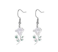 KKJOY Boucles d'oreilles de Fleur d'anniversaire en Acier Inoxydable Pendentif de Fleur de Naissance Bijoux pour Femmes Charmantes(09-Sep-Gloire du Matin-Émail)