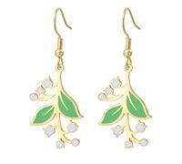 KKJOY Boucles d'oreilles de Muguet en Acier Inoxydable Pendentif Fleur de Naissance de Mai Bijoux Pour Femmes Charmante Dames (Or)