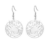 KKJOY Boucles d'oreilles de Renard en Acier Inoxydable Pendentif Renard Animal Bijoux Pour Femmes Amoureux des Animaux (Argent)