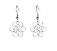 KKJOY Boucles d'oreilles Fleur de Vie en Acier Inoxydable Boucles d'oreilles Pendentif Nœud Celtique Fleur d'Eternité Bijoux Amulette pour Femmes Charmantes (Argent)