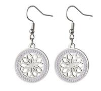 KKJOY Boucles d'oreilles Fleur de Vie en Cristal en Acier Inoxydable Pendentif Fleurs Éternelles Géométrie Sacrée Bijoux pour Femme(Argent)