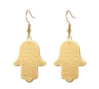 KKJOY Boucles d'oreilles Main de Fatima avec Étoile de David en Acier Inoxydable Boucles d'oreilles avec Runes Hébraïques Bijoux de Protection Amulette de Khamsah pour Femme Homme