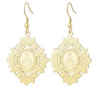 KKJOY Boucles d'oreilles Médaille Miraculeuse Vierge Marie Bijoux Religieux | Amulette de Dévotion Notre-Dame en Acier Inoxydable pour Femme Homme, adaptée aux Catholiques, Chrétiens et Tous Les Croyants
