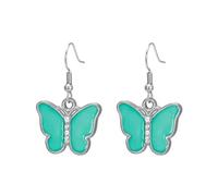 KKJOY Boucles d'oreilles Papillon Émaillé Coloré en Acier Inoxydable Bijoux Bohème Insecte Animal Elfes Volants pour Femmes(Bleu Aqua)