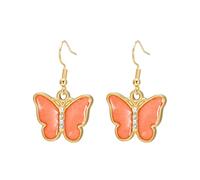 KKJOY Boucles d'oreilles Papillon Émaillé Coloré en Acier Inoxydable Bijoux Bohème Insecte Animal Elfes Volants pour Femmes(Orange)