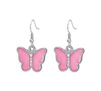 KKJOY Boucles d'oreilles Papillon Émaillé Coloré en Acier Inoxydable Bijoux Bohème Insecte Animal Elfes Volants pour Femmes(Rose)