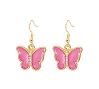 KKJOY Boucles d'oreilles Papillon Émaillé Coloré en Acier Inoxydable Bijoux Bohème Insecte Animal Elfes Volants pour Femmes(Magenta)