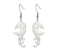 KKJOY Boucles d'oreilles Pendantes Phénix en Acier Inoxydable Pendentif Animal Mythologique Oiseau Amulette du Renaissance du Phénix Bijoux de Protection pour Femme et Fille