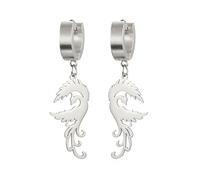 KKJOY Boucles d'oreilles Pendantes Phénix en Acier Inoxydable Pendentif Animal Mythologique Oiseau Amulette du Renaissance du Phénix Bijoux de Protection pour Femme et Fille
