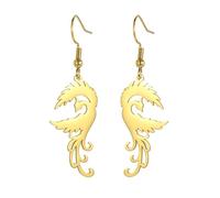KKJOY Boucles d'oreilles Pendantes Phénix en Acier Inoxydable Pendentif Animal Mythologique Oiseau Amulette du Renaissance du Phénix Bijoux de Protection pour Femme et Fille