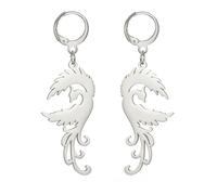 KKJOY Boucles d'oreilles Pendantes Phénix en Acier Inoxydable Pendentif Animal Mythologique Oiseau Amulette du Renaissance du Phénix Bijoux de Protection pour Femme et Fille