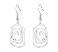 KKJOY Boucles d'oreilles Spirale Carrée en Acier Inoxydable Pendentif Géométrique Tourbillon Bijoux pour Femme(Argent)