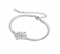 kkjoy Bracelet à Double Couche de Fleur de Lotus en Acier Inoxydable Bijoux d'inspiration Yoga pour Femmes Charmantes (Argent)