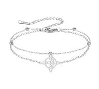 kkjoy Bracelet à Double Couche de Nœuds de Sorcières en Acier Inoxydable Bracelet Nœud Celtique Triangle Symbole Wiccan Amulette Magique de Sorcellerie pour Femmes Charmeuses (Argent)