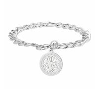 kkjoy Bracelet Arbre de Vie Pentagramme en Cristal Acier Inoxydable Pendentif Arbre Généalogique Bijoux Spirituels Inspirés de la Nature pour Femmes et Hommes(Argent)