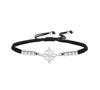 kkjoy Bracelet de Cordes Réglable Nœud de Sorcières en Acier Inoxydable Bracelet Nœud Celtique Triangle Symbole Wiccan Amulette Magique de Sorcellerie pour Femmes Charme des Dames (Noir-Argent)