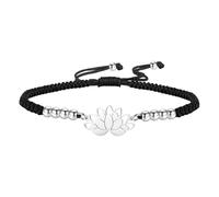 kkjoy Bracelet de Cordes Tressées Lunettes de Lotus Yoga en Acier Inoxydable Bijoux Inspirant de Fleur en Cordes Porte-Bonheur Fait à la Main pour Femmes Hommes(Noir - Argent)