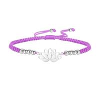kkjoy Bracelet de Cordes Tressées Lunettes de Lotus Yoga en Acier Inoxydable Bijoux Inspirant de Fleur en Cordes Porte-Bonheur Fait à la Main pour Femmes Hommes(Violet - Argent)