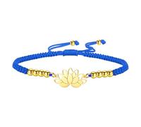 kkjoy Bracelet de Cordes Tressées Lunettes de Lotus Yoga en Acier Inoxydable Bijoux Inspirant de Fleur en Cordes Porte-Bonheur Fait à la Main pour Femmes Hommes(Bleu - Or)
