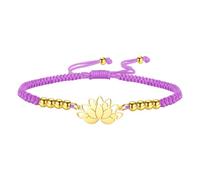 kkjoy Bracelet de Cordes Tressées Lunettes de Lotus Yoga en Acier Inoxydable Bijoux Inspirant de Fleur en Cordes Porte-Bonheur Fait à la Main pour Femmes Hommes(Violet - Or)