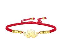 kkjoy Bracelet de Cordes Tressées Lunettes de Lotus Yoga en Acier Inoxydable Bijoux Inspirant de Fleur en Cordes Porte-Bonheur Fait à la Main pour Femmes Hommes(Rouge - Or)