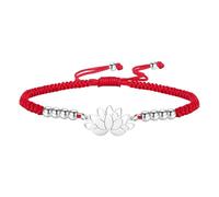 kkjoy Bracelet de Cordes Tressées Lunettes de Lotus Yoga en Acier Inoxydable Bijoux Inspirant de Fleur en Cordes Porte-Bonheur Fait à la Main pour Femmes Hommes(Rouge - Argent)