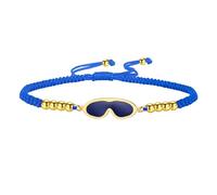 kkjoy Bracelet de Cordes Tressées Lunettes de Natation en Acier Inoxydable Bijoux en Cordes Porte-Bonheur Fait à la Main pour Femmes et Hommes Passionnés de Natation (Bleu - Or)