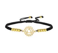 kkjoy Bracelet de Cordes Tressées Noir de 7 Chakra en Acier inoxydable Plaqué Or Cordes Porte-Bonheur Fait à la Main Guérison Reiki Bijoux Énergie Yoga pour Femmes Hommes(Chakra de la Gorge)