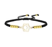 kkjoy Bracelet de Cordes Tressées Noir de 7 Chakra en Acier inoxydable Plaqué Or Cordes Porte-Bonheur Fait à la Main Guérison Reiki Bijoux Énergie Yoga pour Femmes Hommes(Chakra Sacré)