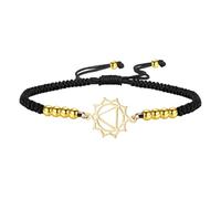 kkjoy Bracelet de Cordes Tressées Noir de 7 Chakra en Acier inoxydable Plaqué Or Cordes Porte-Bonheur Fait à la Main Guérison Reiki Bijoux Énergie Yoga pour Femmes Hommes(Chakra du Plexus Solaire)