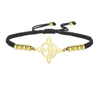 kkjoy Bracelet de Cordes Tressées Nœuds de Sorcières Réglable Plaqué Or en Acier Inoxydable Bijoux Celtiques Nœuds de la Trinité Amulette de Magicien pour Femmes