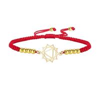 kkjoy Bracelet de Cordes Tressées Rouge de 7 Chakra en Acier inoxydable Plaqué Or Cordes Porte-Bonheur Fait à la Main Guérison Reiki Bijoux Énergie Yoga pour Femmes Hommes(Chakra du Plexus Solaire)