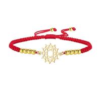 kkjoy Bracelet de Cordes Tressées Rouge de 7 Chakra en Acier inoxydable Plaqué Or Cordes Porte-Bonheur Fait à la Main Guérison Reiki Bijoux Énergie Yoga pour Femmes Hommes(Chakra du Cœur)