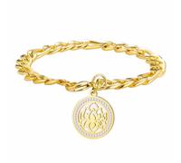 kkjoy Bracelet de Lotus en Cristal Acier Inoxydable Pendentif Yoga Bijoux Inspirants pour Femmes et Hommes(Or)