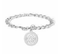 kkjoy Bracelet de Lotus en Cristal Acier Inoxydable Pendentif Yoga Bijoux Inspirants pour Femmes et Hommes(Argent)