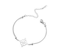 kkjoy Bracelet Demi-Jonc à Finition Lisse avec Nœud de Sorcière en Acier Inoxydable Pendentif Symbole Magique Wiccan Amulette de Sorcellerie Bijoux pour Femme Homme(Argent)
