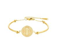 kkjoy Bracelet Demi-Jonc de Saint Benoît Croix Médaille Exorcisme en Acier Inoxydable Amulette Chrétien Bijoux pour Homme Femme(Or)