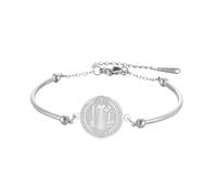 kkjoy Bracelet Demi-Jonc de Saint Benoît Croix Médaille Exorcisme en Acier Inoxydable Amulette Chrétien Bijoux pour Homme Femme(Argent)