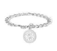 kkjoy Bracelet Fleur de Vie en Cristal en Acier Inoxydable Pendentif Fleurs Éternelles Géométrie Sacrée Bijoux pour Homme Femme(Argent)