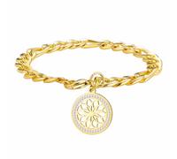 kkjoy Bracelet Fleur de Vie en Cristal en Acier Inoxydable Pendentif Fleurs Éternelles Géométrie Sacrée Bijoux pour Homme Femme(Or)