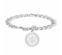 kkjoy Bracelet Fleur de Vie Géométrie Sacrée en Cristal en Acier Inoxydable Pendentif Fleurs Éternelles Bijoux pour Homme Femme(Argent)