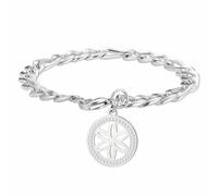 kkjoy Bracelet Fleur de Vie Géométrie Sacrée en Cristal en Acier Inoxydable Pendentif Fleurs Éternelles Bijoux pour Femme Homme(Argent)