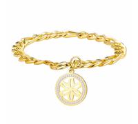 kkjoy Bracelet Fleur de Vie Géométrie Sacrée en Cristal en Acier Inoxydable Pendentif Fleurs Éternelles Bijoux pour Femme Homme(Or)