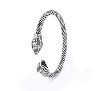 kkjoy Bracelet Jonc Viking Homme Garçons avec Tête de Serpent Rétro Bracelet Manchette Norse Amulette en Acier Inoxydable Bracelet Ouvert Réglable de Loyauté Vikings