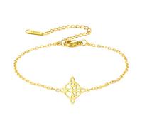kkjoy Bracelet Nœud de Sorcières en Acier Inoxydable Bracelet Nœud Celtique Triangle Symbole Wiccan Amulette Magique de Sorcellerie pour Femmes Charmeuses (Or)