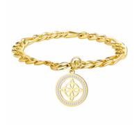kkjoy Bracelet Nœuds des Sorcières en Acier Inoxydable avec Décoration en Cristal Pendentif Symbole Celtique Magique Wiccan Amulette de Sorcellerie Bijoux pour Femme Homme(Or)