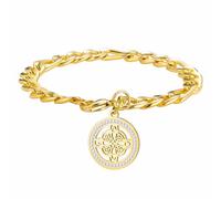 kkjoy Bracelet Nœuds des Sorcières en Acier Inoxydable Pendentif Symbole Celtique Magique Wiccan avec Décoration en Cristal Amulette de Sorcellerie Bijoux pour Femme Homme(Or)