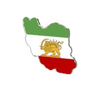 KKJOY Broche de Carte d'Iran en Acier Inoxydable Épingle de Revers Patriotique Couleur Drapeau Bijoux Emblème Persan Lion et Soleil pour Femmes Hommes(Modèle 7, Argent)