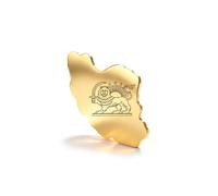KKJOY Broche de Carte d'Iran en Acier Inoxydable Épingle de Revers Patriotique Couleur Drapeau Bijoux Emblème Persan Lion et Soleil pour Femmes Hommes(Modèle 13, Or)